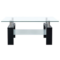 Produktbild för Soffbord svart och transparent 95x55x40 cm härdat glas