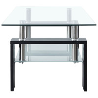 Produktbild för Soffbord svart och transparent 95x55x40 cm härdat glas