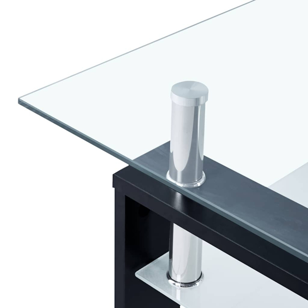 Produktbild för Soffbord svart och transparent 95x55x40 cm härdat glas