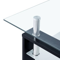 Produktbild för Soffbord svart och transparent 95x55x40 cm härdat glas