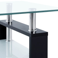 Produktbild för Soffbord svart och transparent 95x55x40 cm härdat glas