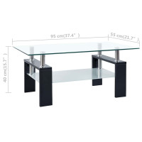 Produktbild för Soffbord svart och transparent 95x55x40 cm härdat glas