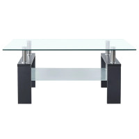Miniatyr av produktbild för Soffbord grå och transparent 95x55x40 cm härdat glas