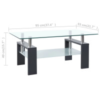 Miniatyr av produktbild för Soffbord grå och transparent 95x55x40 cm härdat glas