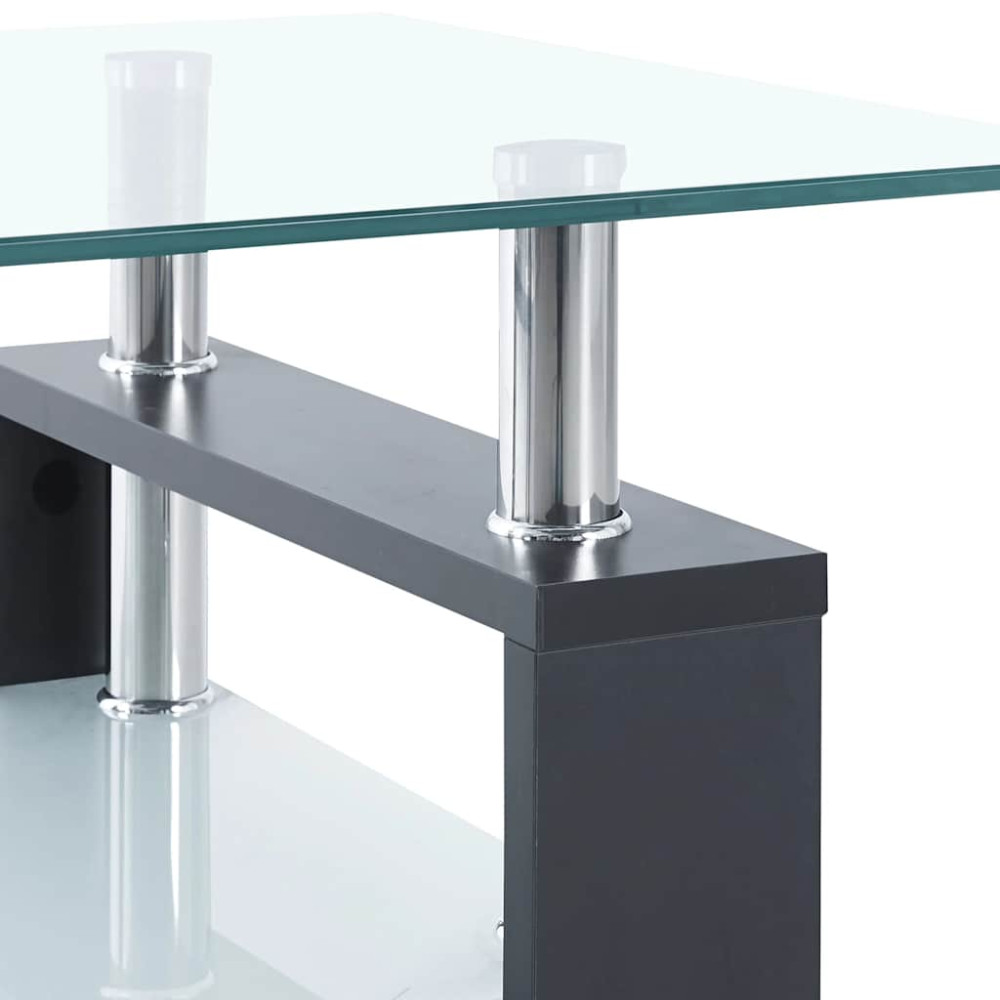 Produktbild för Soffbord grå och transparent 95x55x40 cm härdat glas