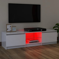 Miniatyr av produktbild för TV-bänk med LED-belysning vit högglans 120x30x35,5 cm