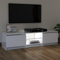 Miniatyr av produktbild för TV-bänk med LED-belysning vit högglans 120x30x35,5 cm