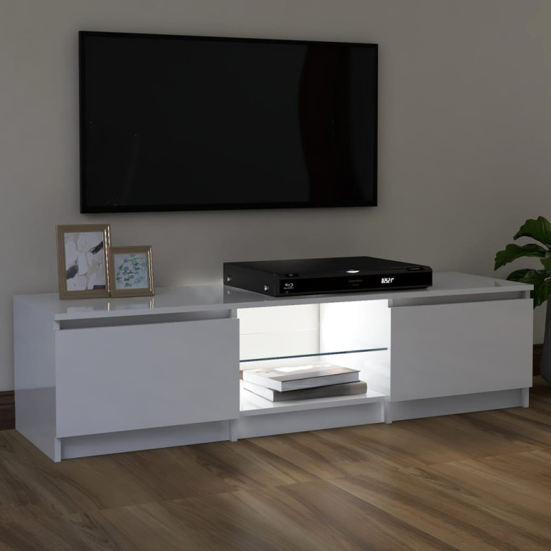 Produktbild för TV-bänk med LED-belysning vit högglans 120x30x35,5 cm