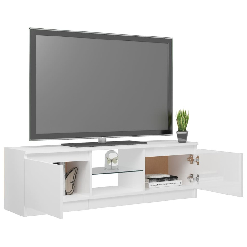 Produktbild för TV-bänk med LED-belysning vit högglans 120x30x35,5 cm