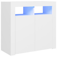 Produktbild för Skänk med LED-belysning vit 80x35x75 cm