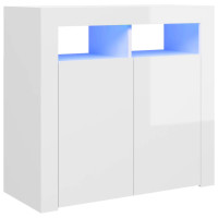 Miniatyr av produktbild för Skänk med LED-belysning vit högglans 80x35x75 cm