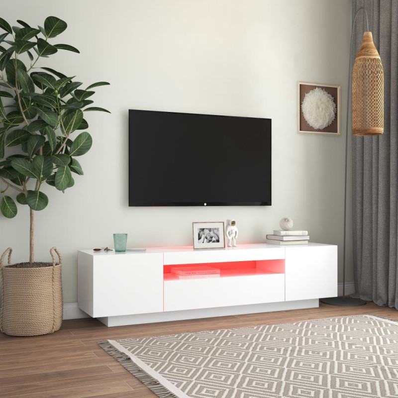 Produktbild för TV-bänk med LED-belysning vit 160x35x40 cm