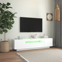 Miniatyr av produktbild för TV-bänk med LED-belysning vit 160x35x40 cm