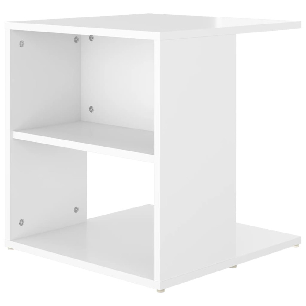 Produktbild för Sidobord vit högglans 45x45x48 cm konstruerat trä