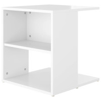 Produktbild för Sidobord vit högglans 45x45x48 cm konstruerat trä