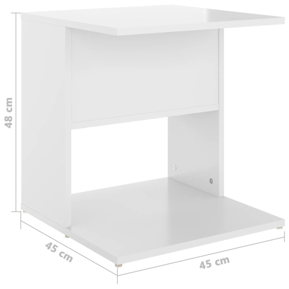Produktbild för Sidobord vit högglans 45x45x48 cm konstruerat trä