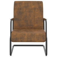 Produktbild för Fribärande stol brun tyg