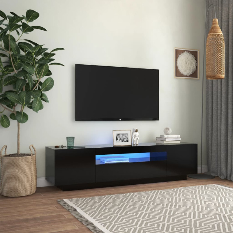 Produktbild för TV-bänk med LED-belysning svart 160x35x40 cm