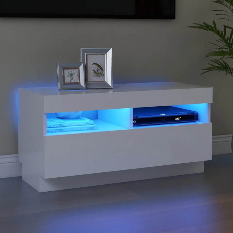 Produktbild för TV-bänk med LED-belysning vit 80x35x40 cm