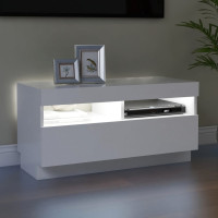 Miniatyr av produktbild för TV-bänk med LED-belysning vit 80x35x40 cm