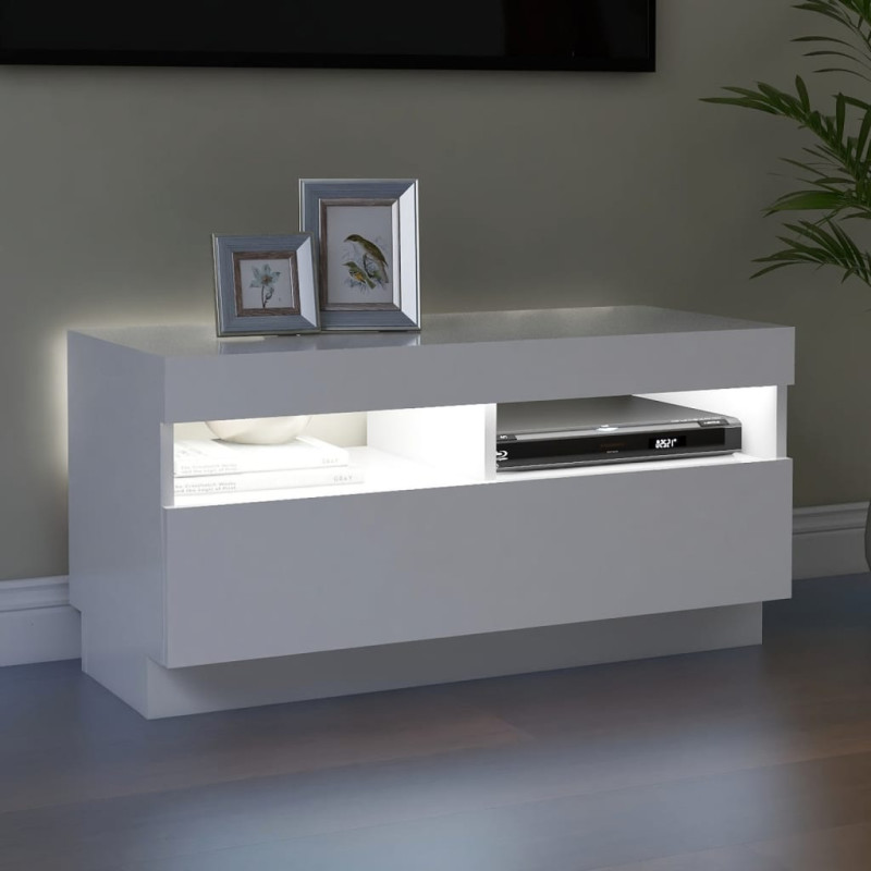 Produktbild för TV-bänk med LED-belysning vit 80x35x40 cm