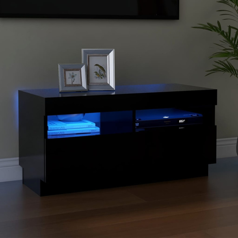 Produktbild för TV-bänk med LED-belysning svart 80x35x40 cm