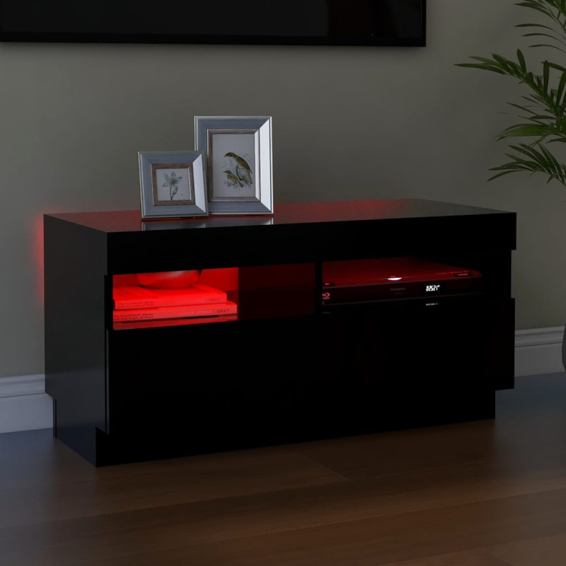 Produktbild för TV-bänk med LED-belysning svart 80x35x40 cm