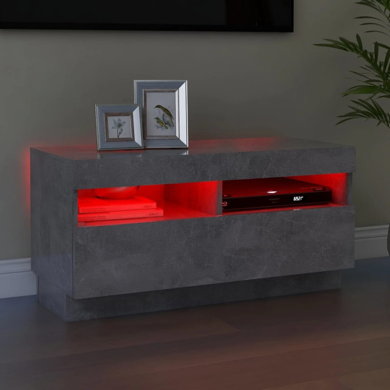 Produktbild för TV-bänk med LED-belysning betonggrå 80x35x40 cm