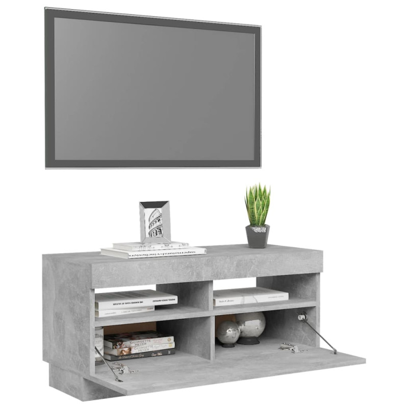 Produktbild för TV-bänk med LED-belysning betonggrå 80x35x40 cm