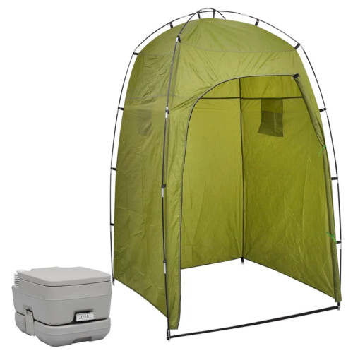 vidaXL Portabel campingtoalett med tält 10+10 L