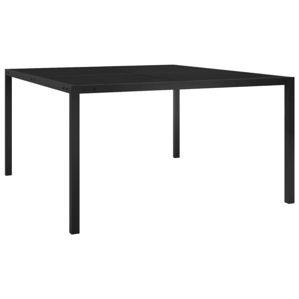 Produktbild för Trädgårdsbord 130x130x72 cm svart stål och glas