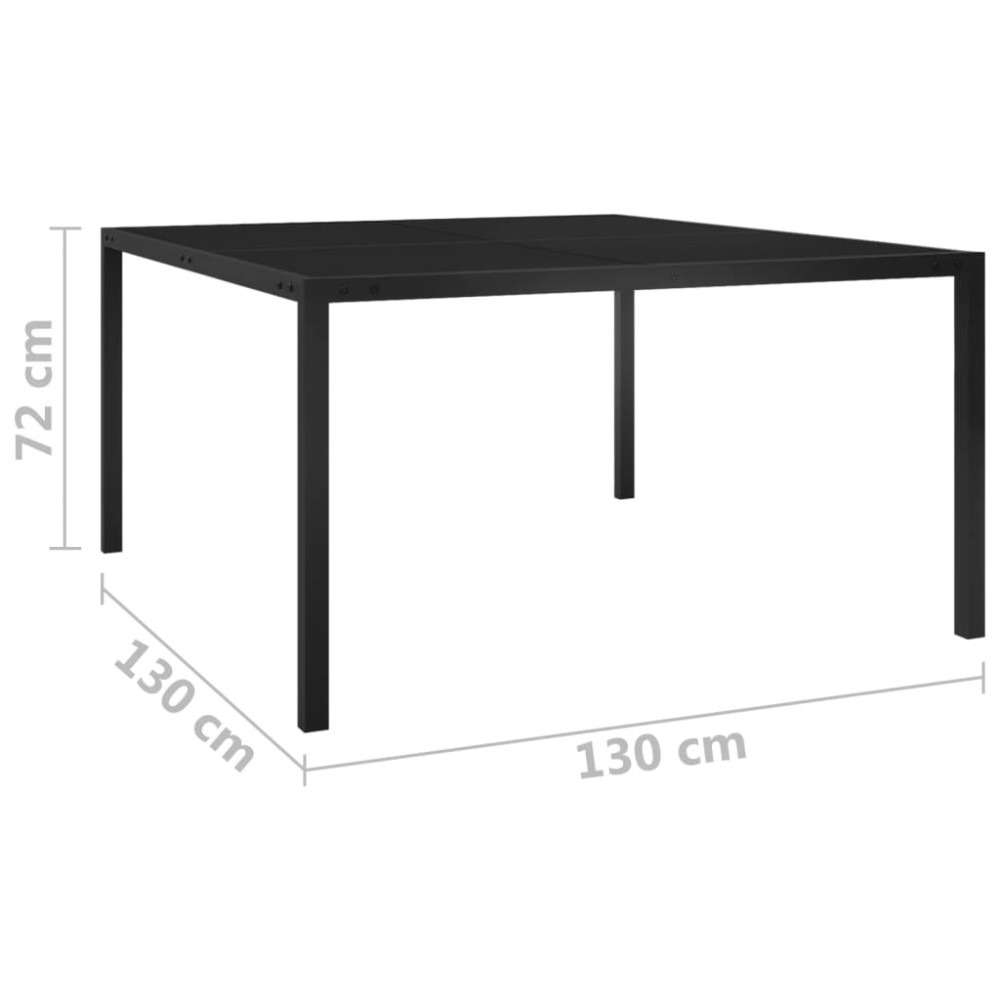 Produktbild för Trädgårdsbord 130x130x72 cm svart stål och glas