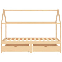 Produktbild för Barnsäng med lådor massiv furu 90x200 cm
