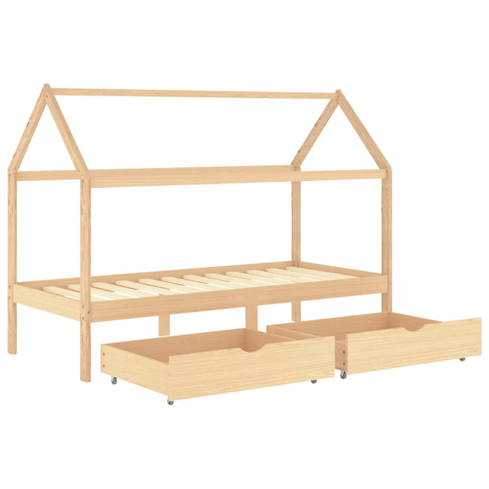Produktbild för Barnsäng med lådor massiv furu 90x200 cm