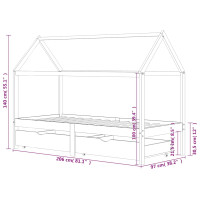 Produktbild för Barnsäng med lådor massiv furu 90x200 cm