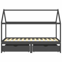 Produktbild för Barnsäng med låda mörkgrå massiv furu 90x200 cm