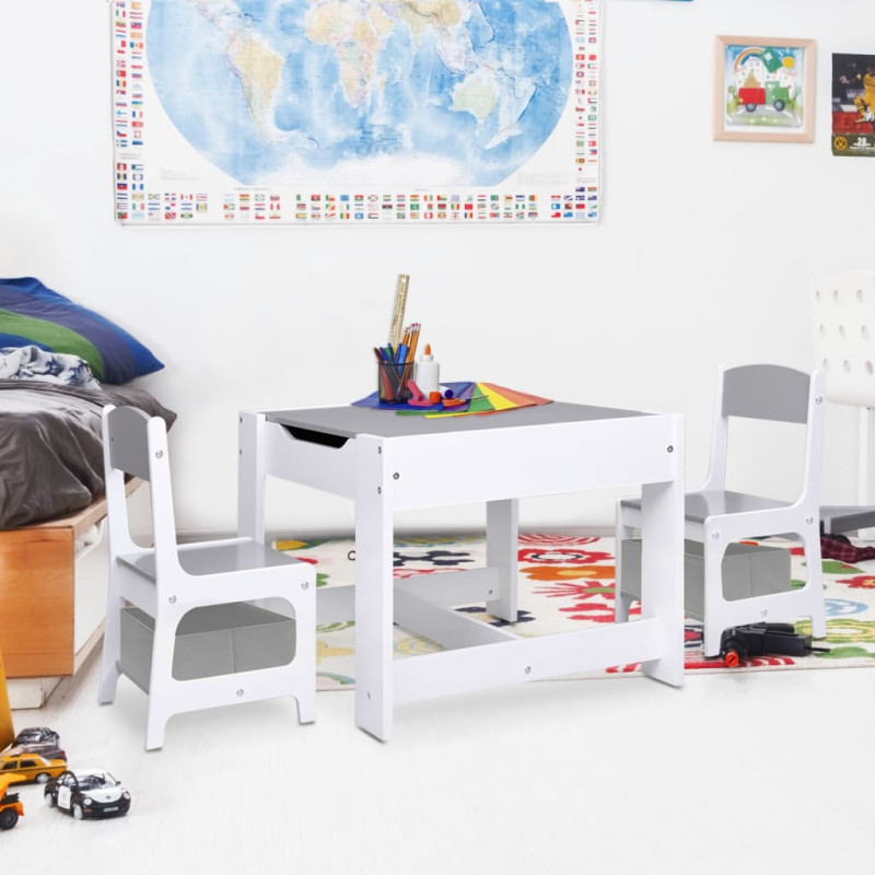 Produktbild för Barnbord med 2 stolar vit MDF