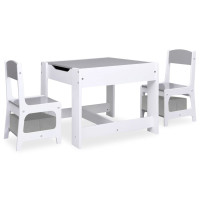 Miniatyr av produktbild för Barnbord med 2 stolar vit MDF