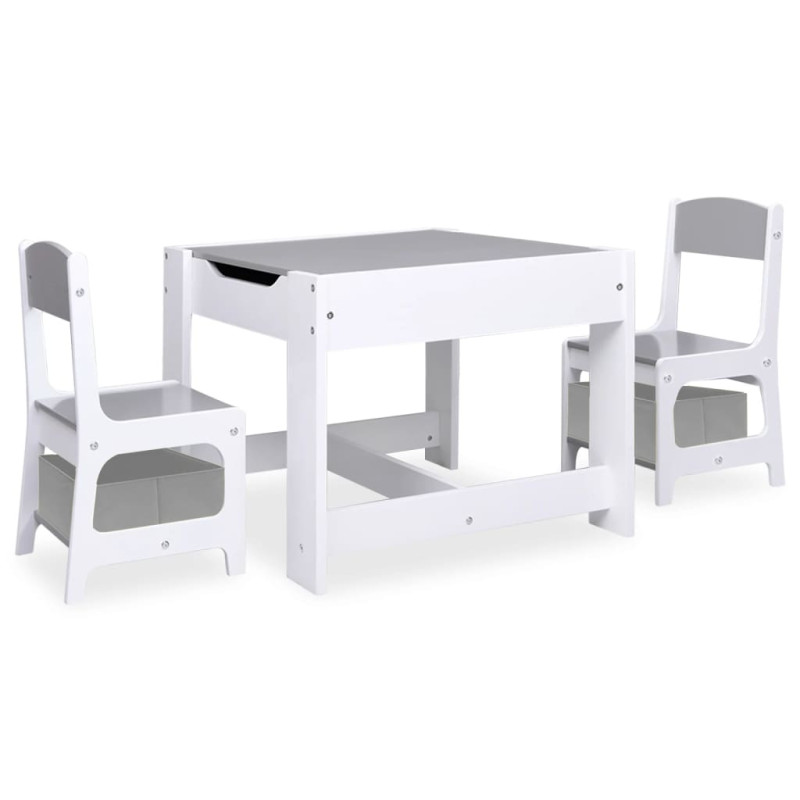 Produktbild för Barnbord med 2 stolar vit MDF