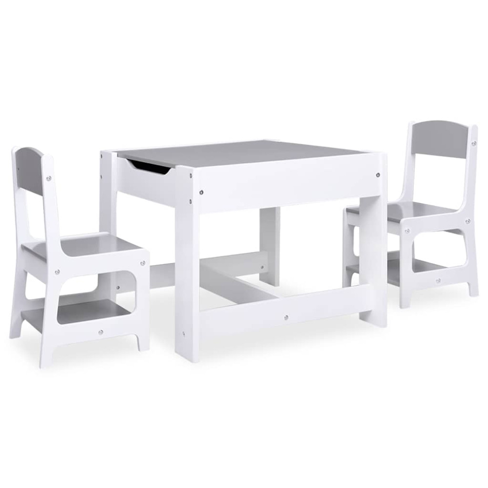 Produktbild för Barnbord med 2 stolar vit MDF