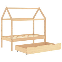 Produktbild för Barnsäng med låda massiv furu 70x140 cm