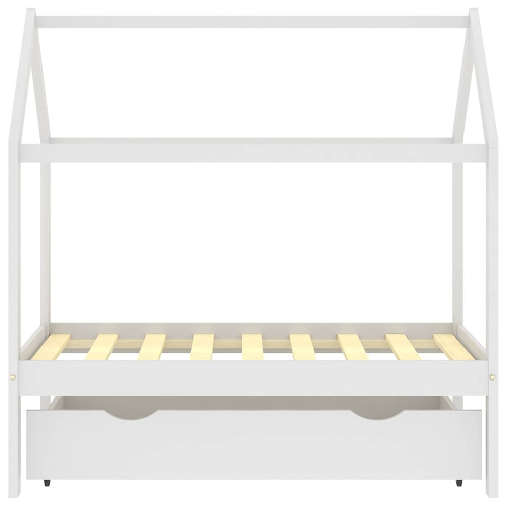 Produktbild för Barnsäng med låda vit massiv furu 70x140 cm
