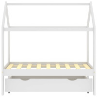 Produktbild för Barnsäng med låda vit massiv furu 70x140 cm