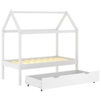 Produktbild för Barnsäng med låda vit massiv furu 70x140 cm