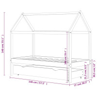 Produktbild för Barnsäng med låda vit massiv furu 70x140 cm