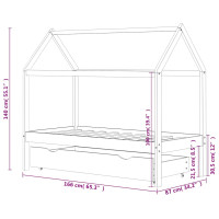 Produktbild för Barnsäng med låda vit massiv furu 80x160 cm