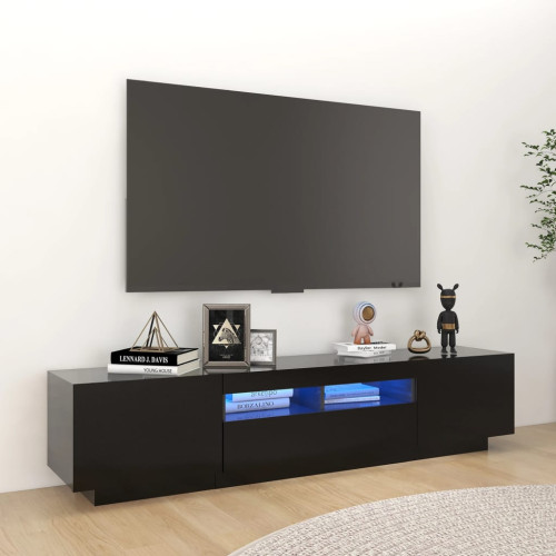 vidaXL TV-bänk med LED-belysning svart 180x35x40 cm