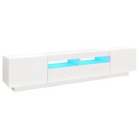 Miniatyr av produktbild för TV-bänk med LED-belysning vit 200x35x40 cm