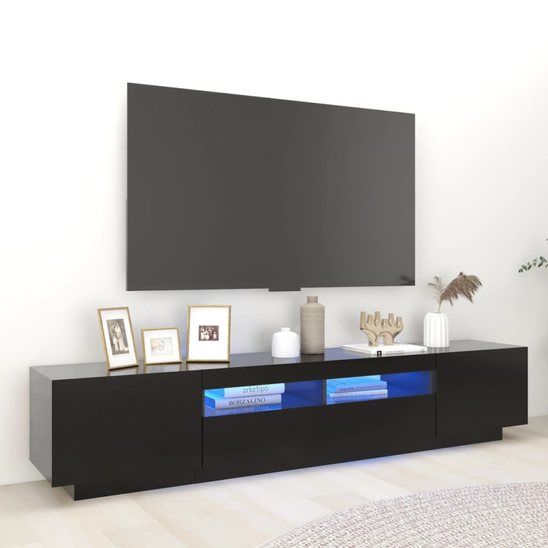 Produktbild för TV-bänk med LED-belysning svart 200x35x40 cm