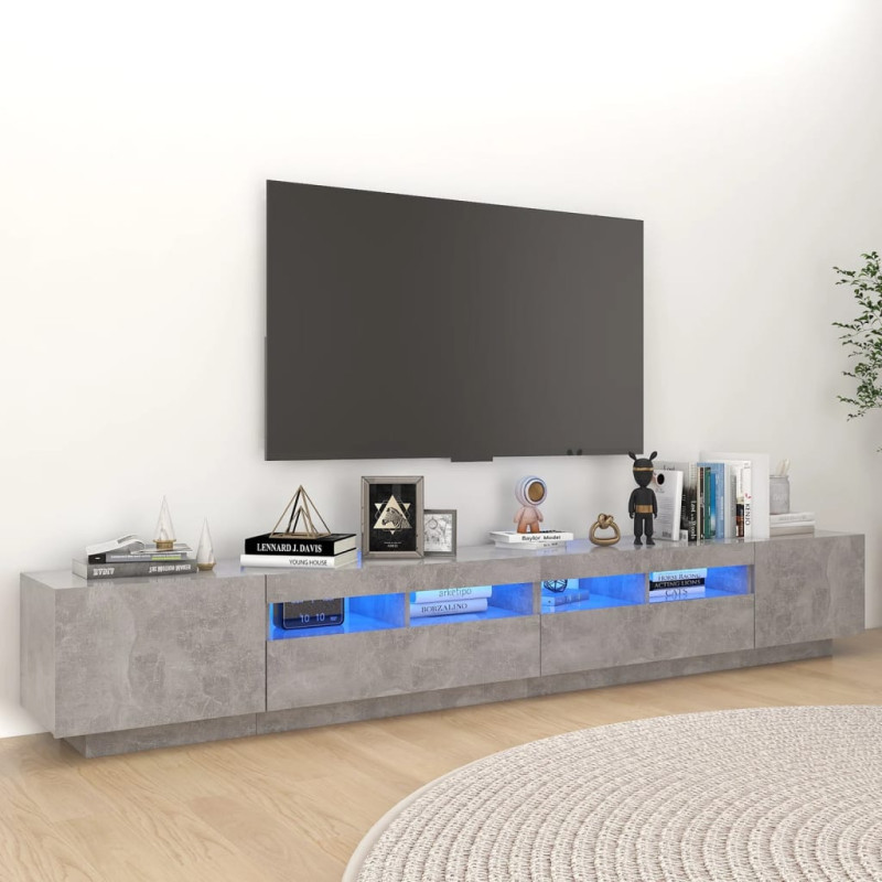 Produktbild för TV-bänk med LED-belysning betonggrå 260x35x40 cm
